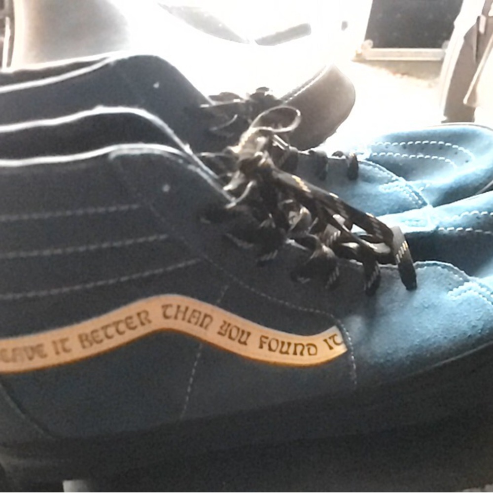 Vans Blue and Gold High-Top Sneakers